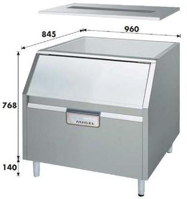 Contenitori di ghiaccio + piano d'appoggio b/bl150